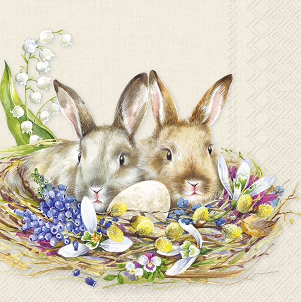 Șervețel - Cuddly Bunnies - 33x33 cm 1 Șervețel - Cuddly Bunnies - 33x33 cm
