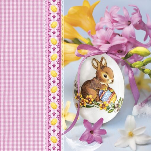 Șervețel - Easter Egg Bunny with Pink Bow - 33x33 cm 1
