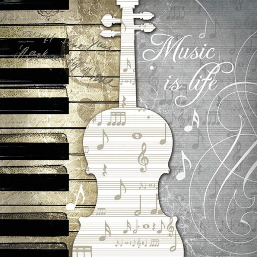 Șervețel - Music is Life - 33x33 cm 1