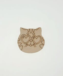 Decorațiune lemn - Cat in Love - 6,3x5,5 cm
