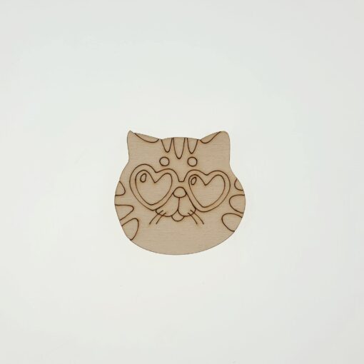 Decorațiune lemn - Cat in Love - 6,3x5,5 cm 1