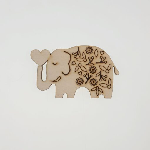Decorațiune lemn - Elephant in Love - 9x6 cm 1