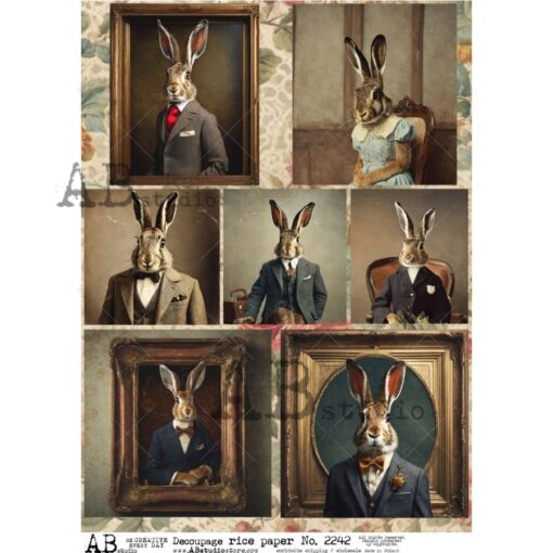 Hârtie de orez - Elegant Rabbits - A4 1