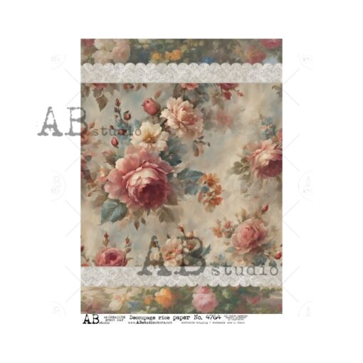 Hârtie de orez - Flower Wallpaper - A4 1