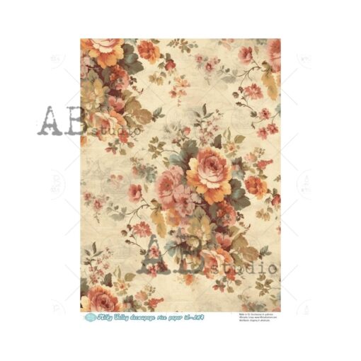 Hârtie de orez - Flowers Wallpaper 2 - A4 1