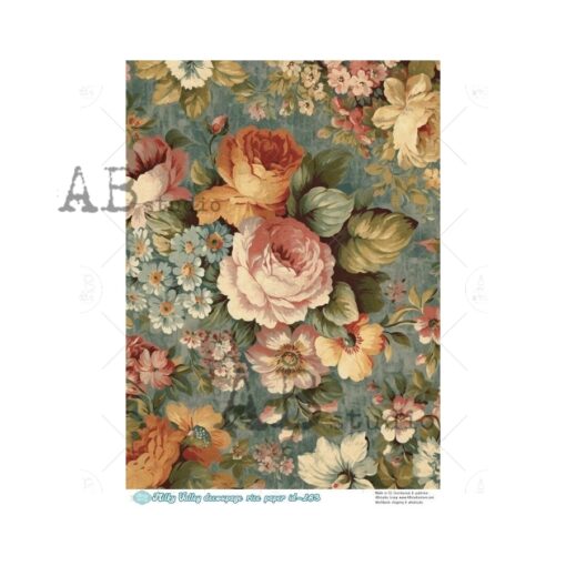 Hârtie de orez - Flowers Wallpaper - A4 1