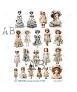 Hârtie de orez - Vintage Dolls - A4