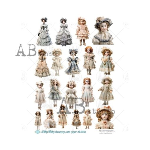 Hârtie de orez - Vintage Dolls - A4 1