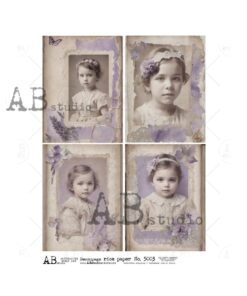 Hârtie de orez - Vintage Photo lila - A4