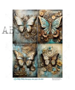 Hârtie de orez – Butterfly Blue in 4 Acts - A4