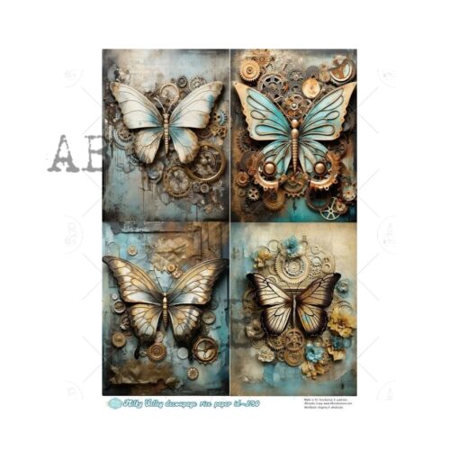 Hârtie de orez – Butterfly Blue in 4 Acts - A4 1