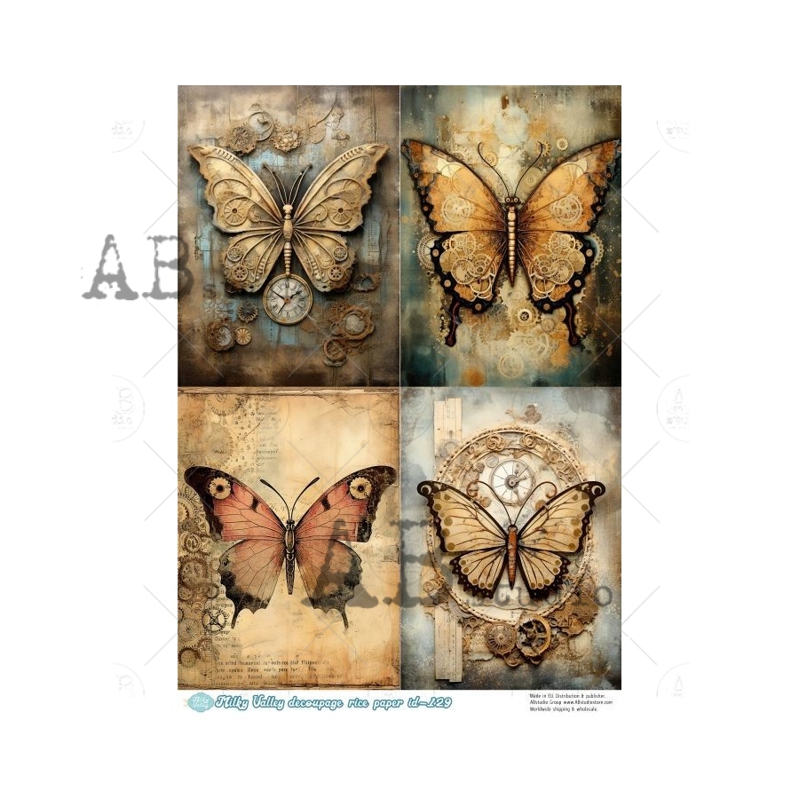 Hârtie de orez – Vintage Butterfly in 4 Acts - A4 1 Hârtie de orez – Vintage Butterfly in 4 Acts - A4