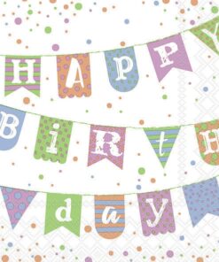 Șervețel - Birthday garland blue - 33x33 cm