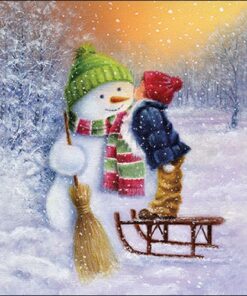 Șervețel - Child Kissing Snowman - 33x33 cm