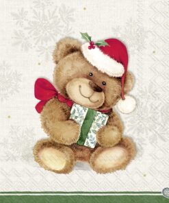Șervețel - Christmas Teddy cream - 25x25 cm
