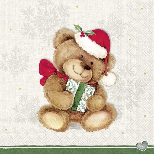 Șervețel - Christmas Teddy cream - 25x25 cm 1