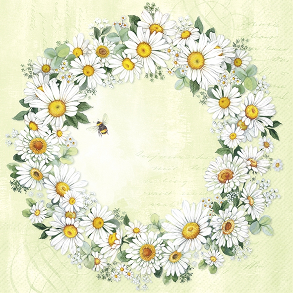 Șervețel - Daisies Wreath - 33x33 cm 1 Șervețel - Daisies Wreath - 33x33 cm