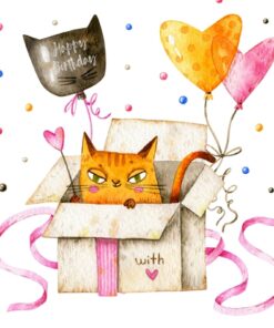 Șervețel - Happy Birthday Cat - 33x33 cm