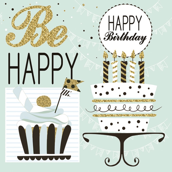 Șervețel - Mint and Happy B-day - 33x33 cm 1 Șervețel - Mint and Happy B-day - 33x33 cm