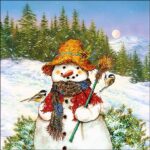 Șervețel - Snowman & Birds - 33x33 cm
