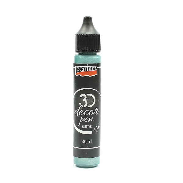 Decor Pen Glitter 3D - turcoaz argintiu - Pentart - 30 ml 1 Decor Pen Glitter 3D - turcoaz argintiu - Pentart - 30 ml