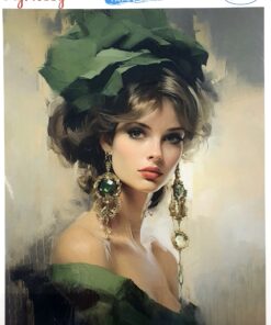 Hârtie transfer – water – Lady in Green – 25×35 cm