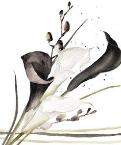 Șervețel - Black & White Calla - 33x33 cm