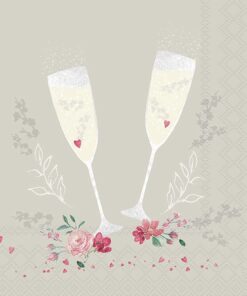 Șervețel - Champagne glasses grey - 33x33 cm