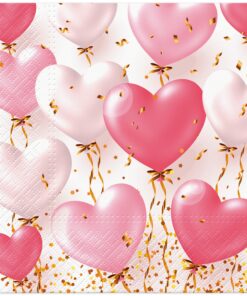Șervețel - Heart Balloons Rose - 33x33 cm