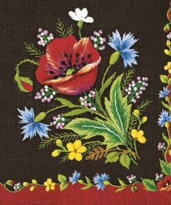 Șervețel - Mountain Embroidery Folk black - 33x33 cm