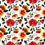 Șervețel - Orange Floral pattern - 33x33 cm