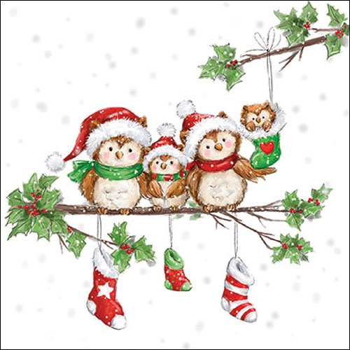 Șervețel - Owl family - 33x33 cm 1 Șervețel - Owl family - 33x33 cm