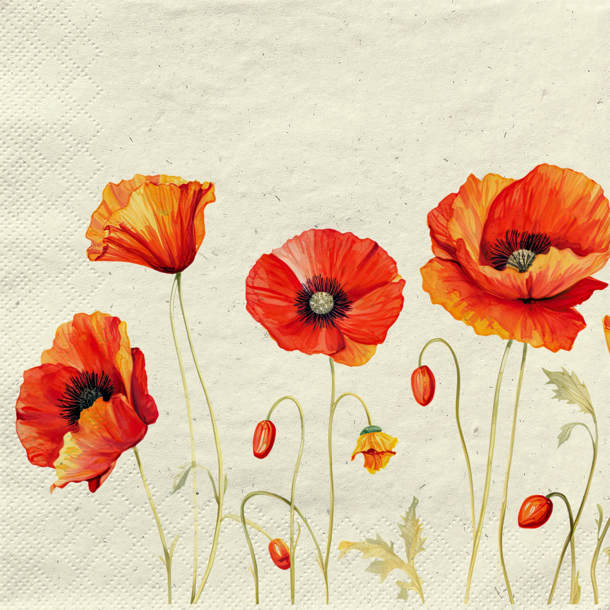 Șervețel - Poppies on Grass - 33x33 cm 1 Șervețel - Poppies on Grass - 33x33 cm