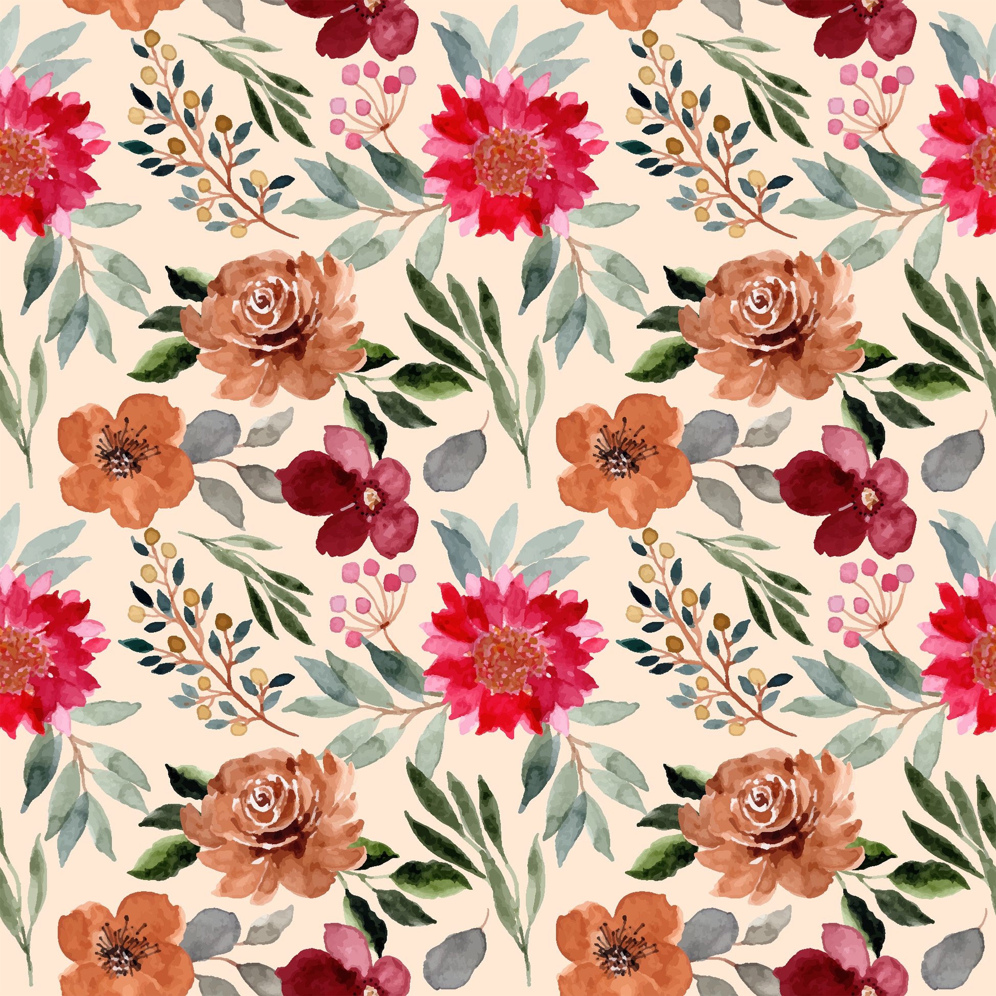 Șervețel - Red Floral pattern - 33x33 cm 1 Șervețel - Red Floral pattern - 33x33 cm