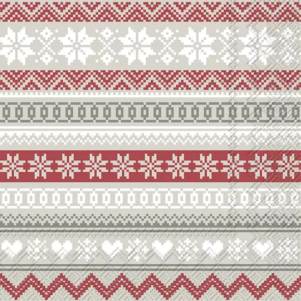 Șervețel – Nordic Pattern cream red – 25×25 cm 1 Șervețel – Nordic Pattern cream red – 25×25 cm
