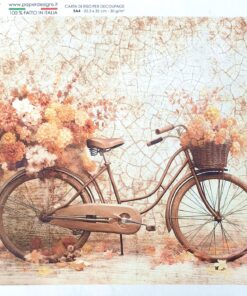 Hârtie de orez - Bicycle with Autumn Flowers - A4
