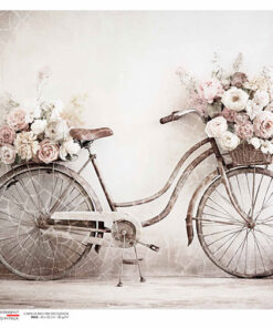 Hârtie de orez - Bicycle with Flowers old - A4