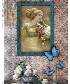 Hârtie de orez – Frame and Butterflies – A4