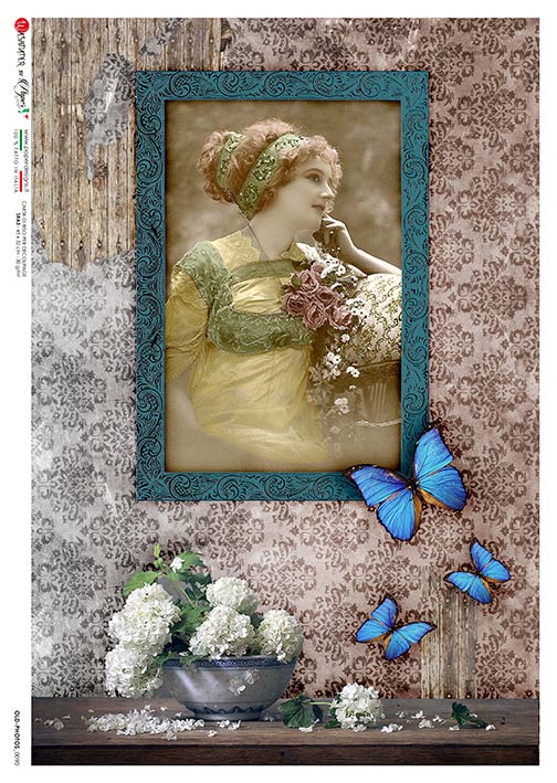 Hârtie de orez – Frame and Butterflies – A4 1 Hârtie de orez – Frame and Butterflies – A4