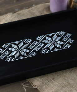 Tavă din lemn - motiv tradițional - 39,5x24cm