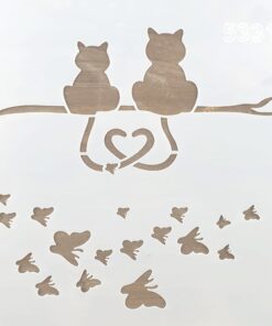 Șablon – Cats and Butterflies – 20x20 cm