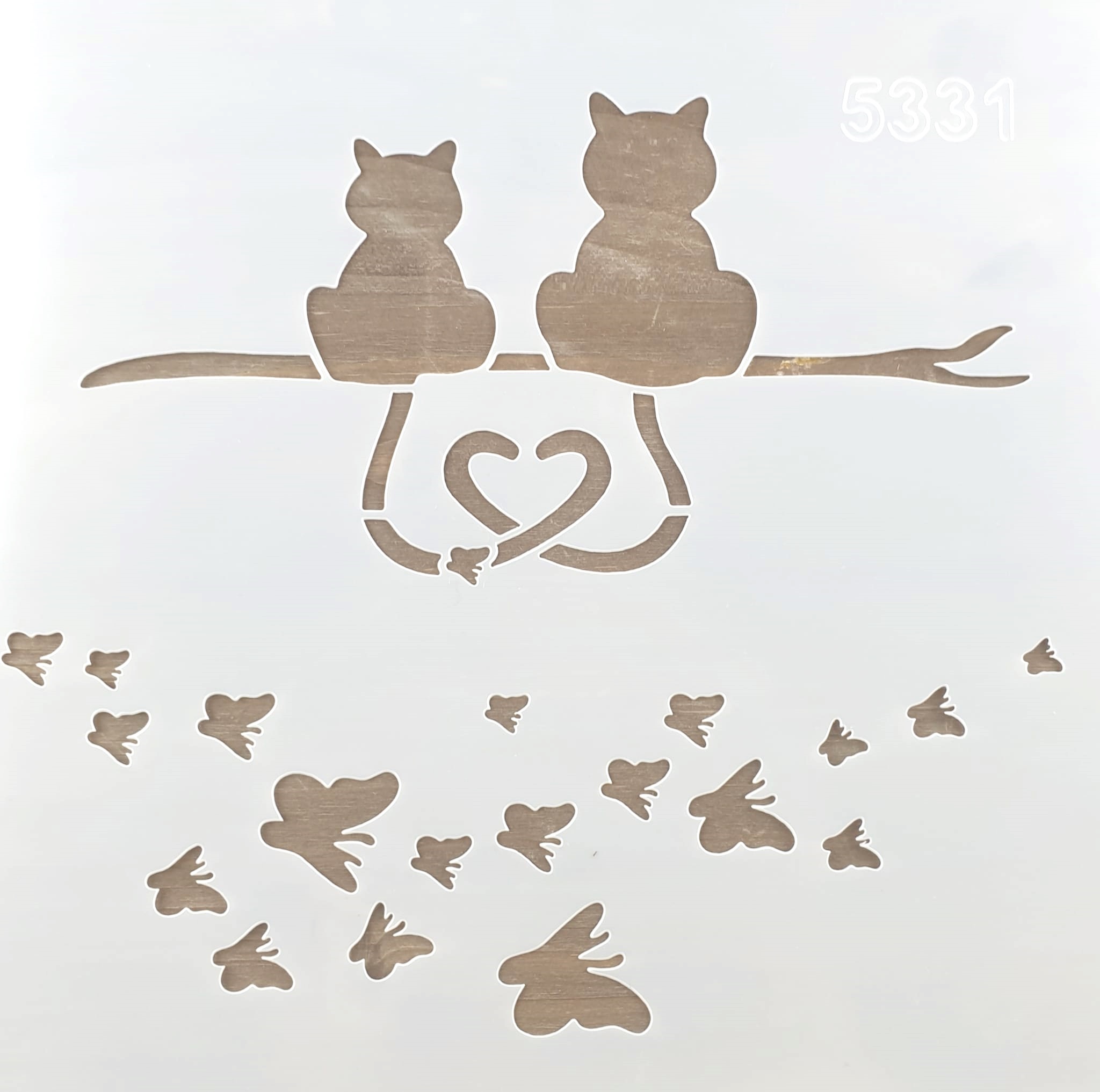 Șablon – Cats and Butterflies – 20x20 cm 1 Șablon – Cats and Butterflies – 20x20 cm