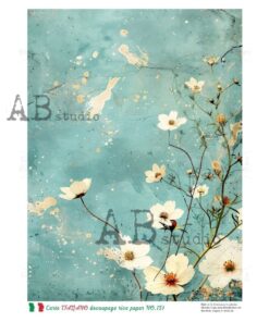 Hârtie de orez - Blue & White - A4