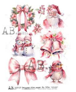Hârtie de orez - Christmas Ribbons - A4