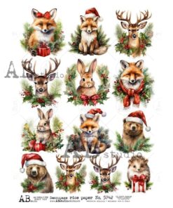 Hârtie de orez - Christmas Wildlife 2 - A4