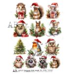 Hârtie de orez - Christmas Wildlife - A4