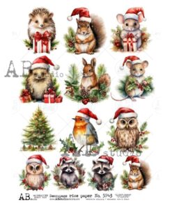 Hârtie de orez - Christmas Wildlife - A4