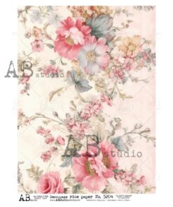 Hârtie de orez - Floral Shabby - A4