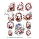 Hârtie de orez - Medallions with Santa - A4