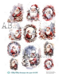 Hârtie de orez - Medallions with Santa - A4
